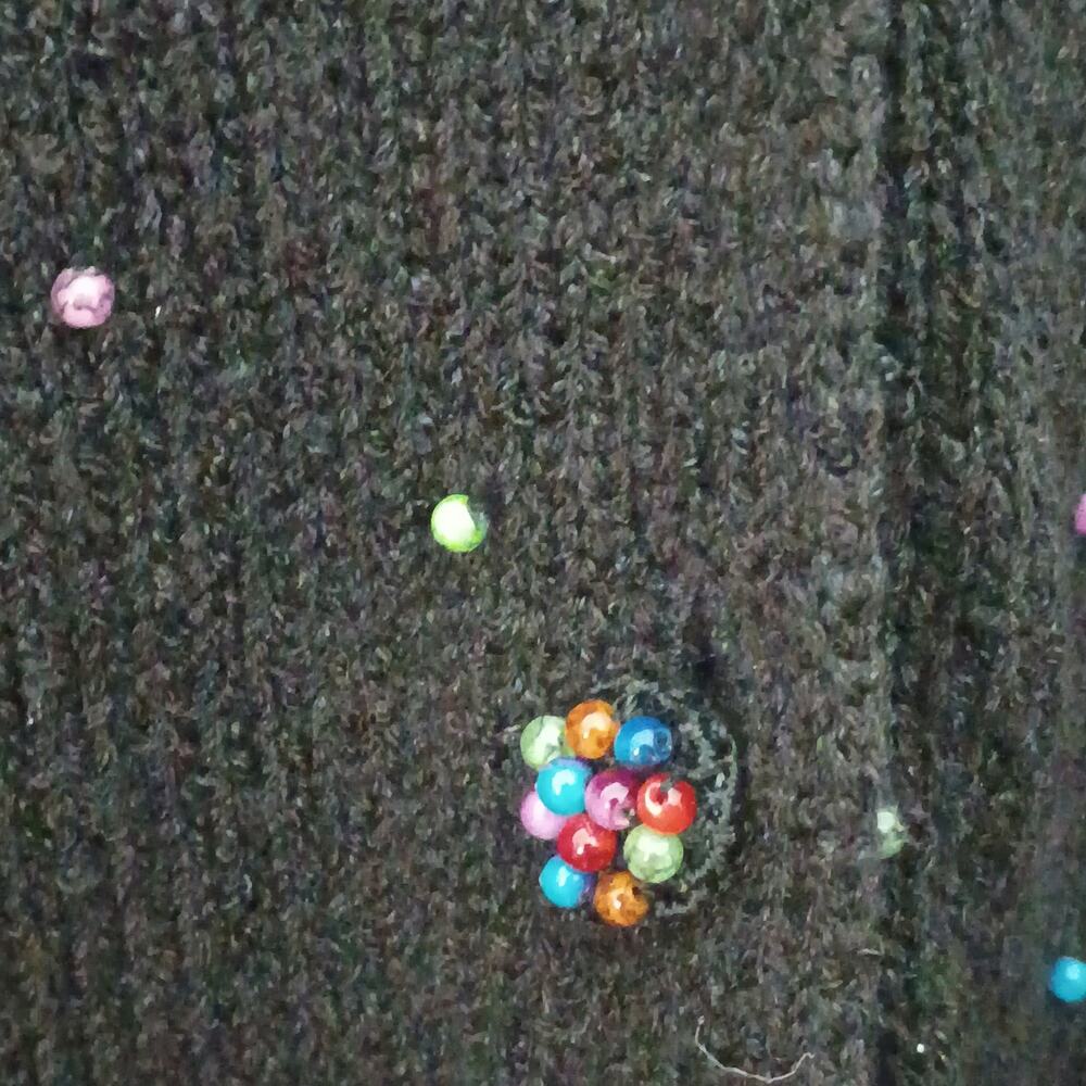 Vintage Ann Trinity Black Knit Cardigan Multicolored Beaded "Firework" Sweater - Picture 8 of 8